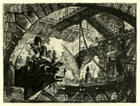 Grabado Piranesi - Prisoners on a projecting Platform (Carceri X)
