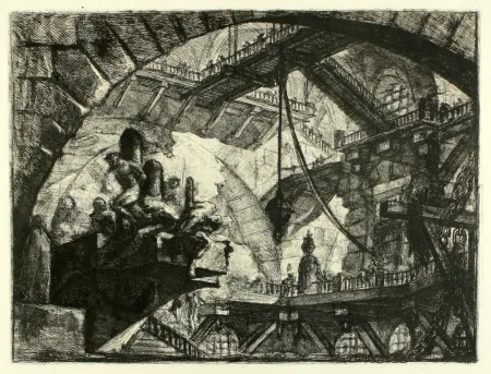 Grabado Piranesi - Prisoners on a Projecting Platform (No. 10 from 