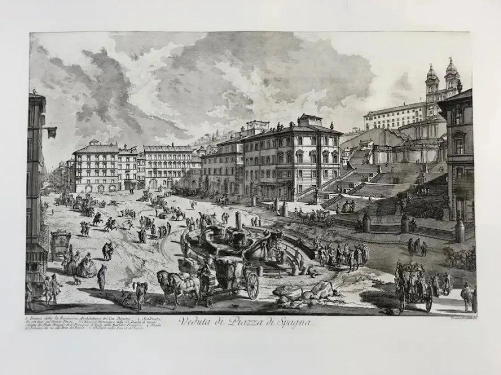 Aguafuerte Piranesi - Veduta de la Piazza di Spagna