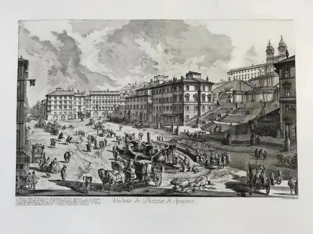 Aguafuerte Piranesi - Veduta de la Piazza di Spagna