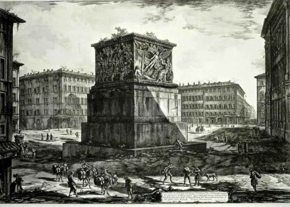 Grabado Piranesi - Veduta del Piedestallo dell'Aposteosi, from 