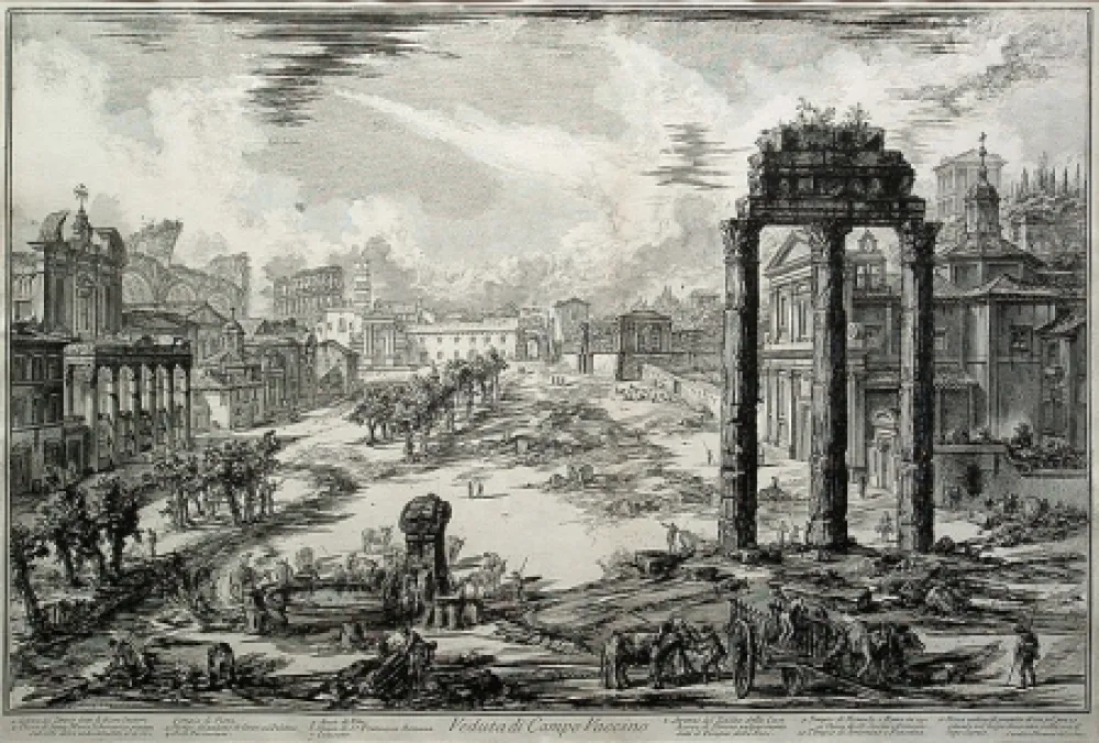 Grabado Piranesi - Veduta di Campo Vaccino 