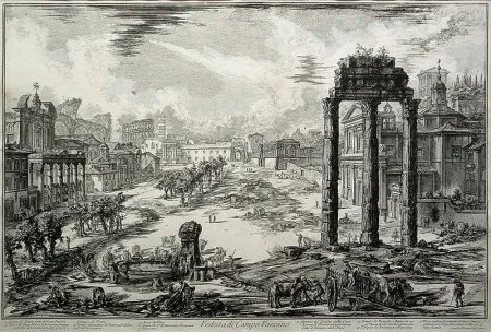 Grabado Piranesi - Veduta di Campo Vaccino 