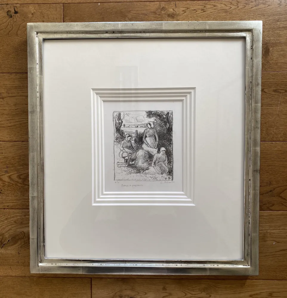 Litografía Pissarro - Group de paysans 