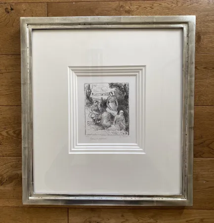 Litografía Pissarro - Group de paysans 