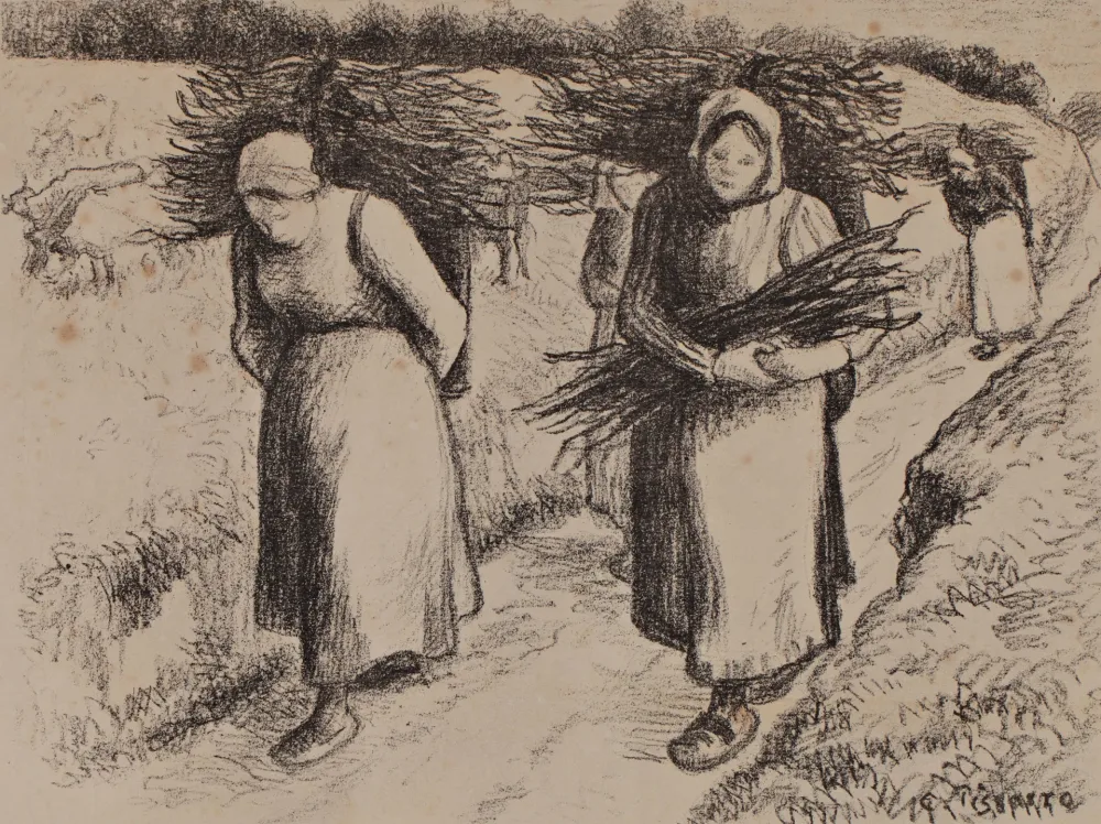 Litografía Pissarro - Les porteuses de fagots
