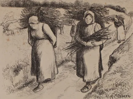 Litografía Pissarro - Les porteuses de fagots