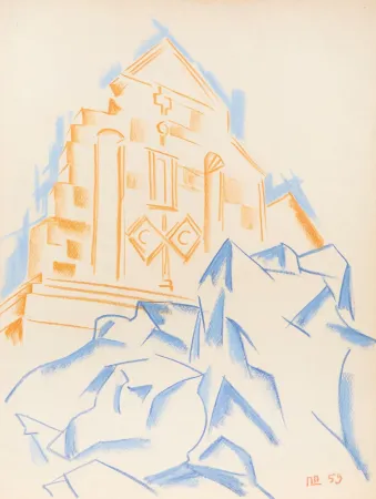 Múltiple Plavinsky - Church on a Rock (Original pastel)