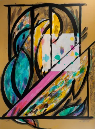 Litografía Poli - Couple de Perruches