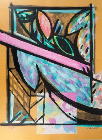 Litografía Poli - Perruches à la fenêtre