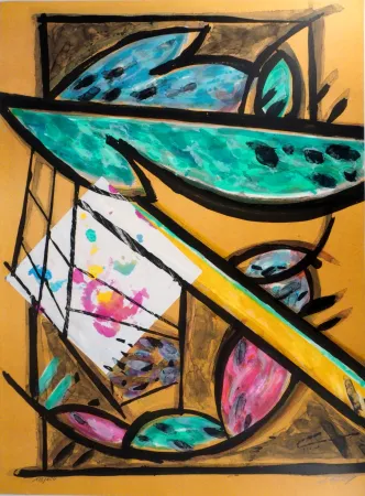 Litografía Poli - Perruches dans le jardin