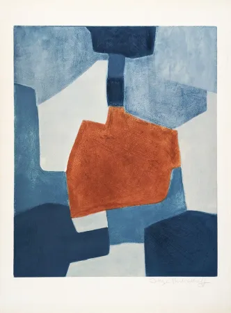 Aguafuerte Y Aguatinta Poliakoff - Composition bleue et rouge XXXI 