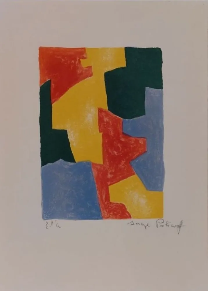 Litografía Poliakoff - Composition bleue, rouge, jaune et verte L40 