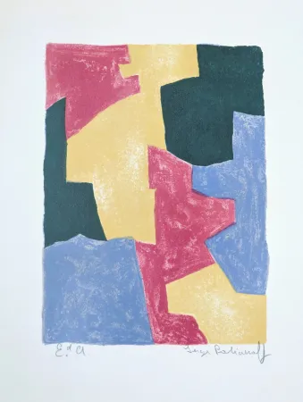 Litografía Poliakoff - Composition bleue, rouge, jaune et verte L40 