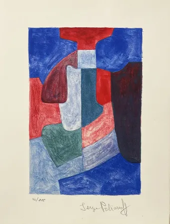 Litografía Poliakoff - Composition bleue, verte et rouge
