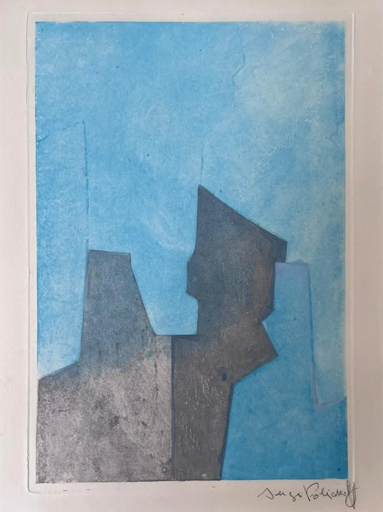 Aguafuerte Y Aguatinta Poliakoff - Composition bleue XXIV 