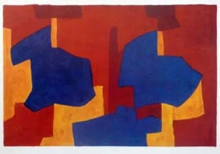 Litografía Poliakoff - Composition jaune bleue et rouge