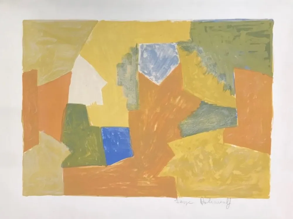 Litografía Poliakoff - Composition jaune, Orange et Verte L14 