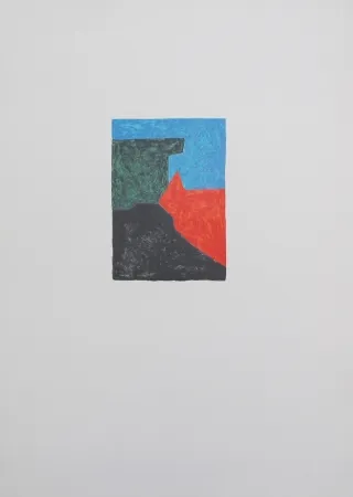 Litografía Poliakoff - Composition noire, bleue et verte
