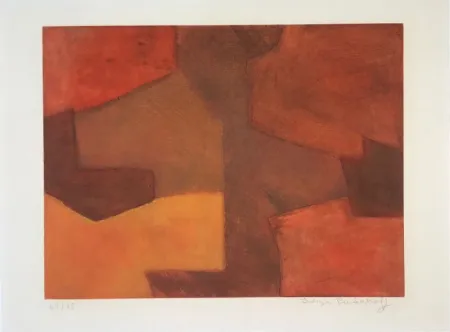 Grabado Poliakoff - Composition orange et rouge XXIX 