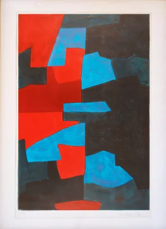 Litografía Poliakoff - Composition rouge, bleue et noire L72 