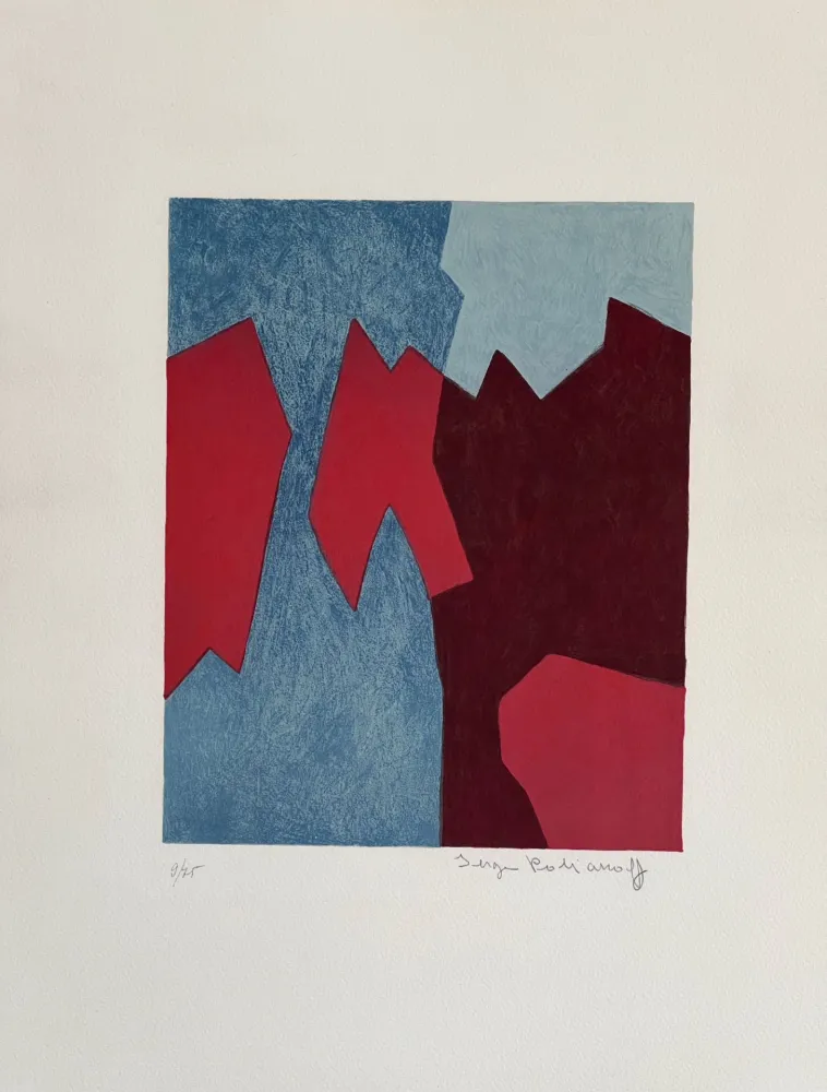 Litografía Poliakoff - Composition rouge et bleue L68 