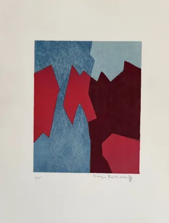 Litografía Poliakoff - Composition rouge et bleue L68 