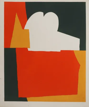 Litografía Poliakoff - Composition rouge et verte