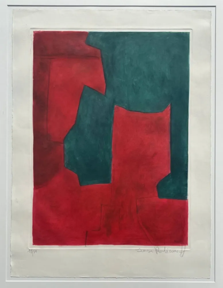 Grabado Poliakoff - Composition Rouge et Verte