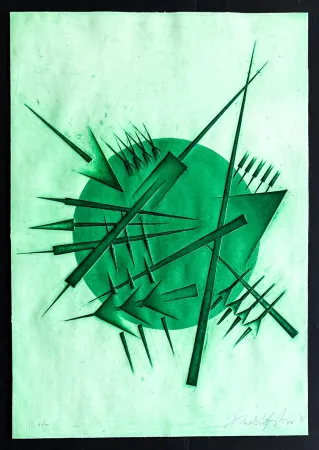 Grabado Pomodoro - Arnaldo Pomodoro (1926–2025) – Segnali – Etching and engraving on Fabriano Rosaspina paper – 1995
