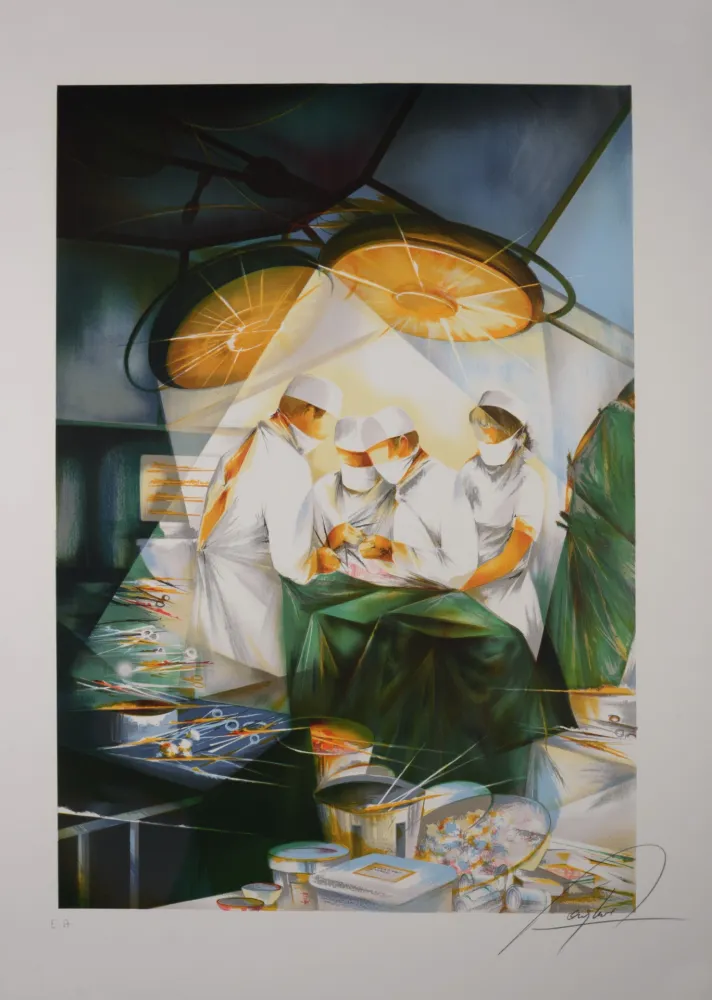 Litografía Poulet - Le chirurgien