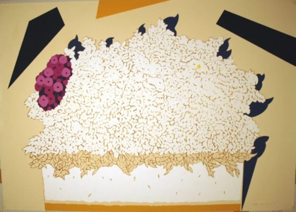 Serigrafía Pozzati - Fiori bianchi