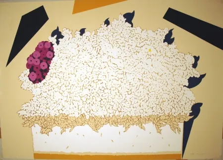 Serigrafía Pozzati - Fiori bianchi