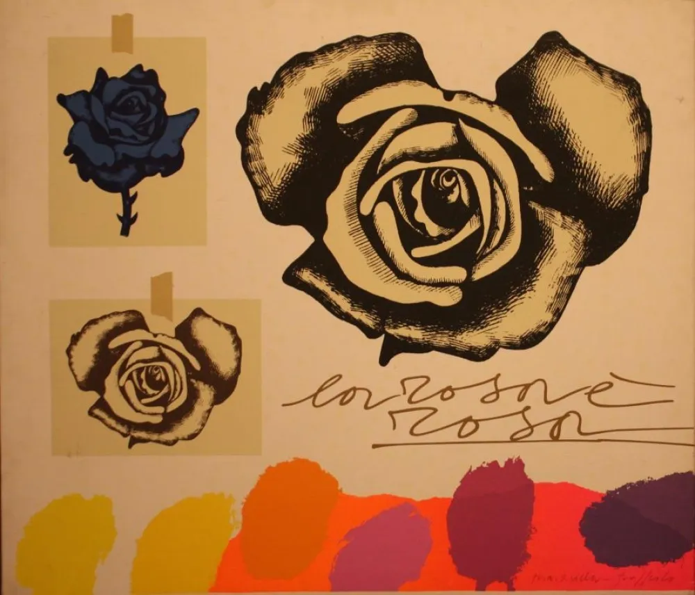 Serigrafía Pozzati - LA ROSA E' ROSA