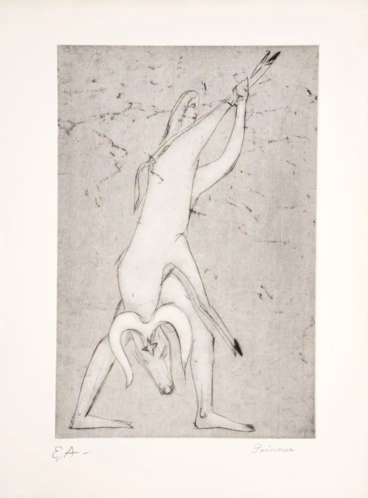 Aguafuerte Prinner - Le livre des morts Égyptiens, 1948.