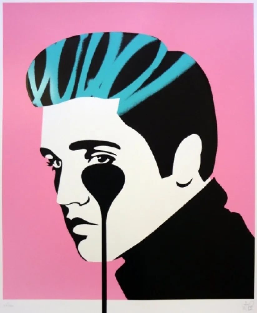 Serigrafía Pure Evil - Pure Elvis - King Creole (pink, black & green)