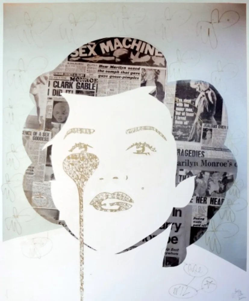Serigrafía Pure Evil - The last Marilyn (golden ink face)