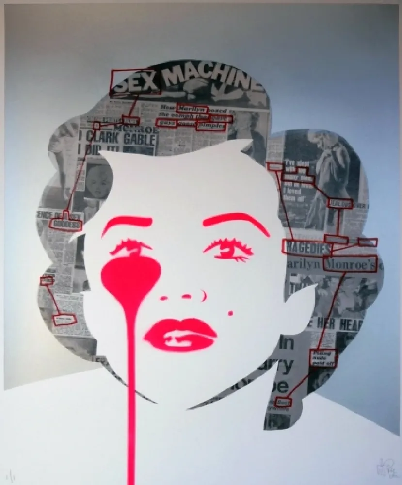 Serigrafía Pure Evil - The last Marilyn (ransom note messages)