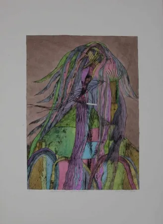 Punta Seca Pyroth - Pelzhaus mit Engel.  Schutz vor Bedrohung