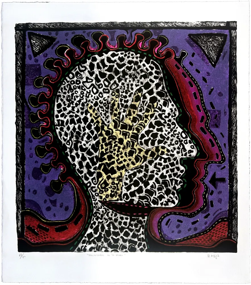 Litografía Radhamès - Mas+caras de la mano