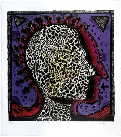 Litografía Radhamès - Mas+caras de la mano