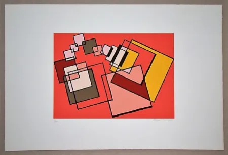 Litografía Radice - Compositione astratta rosa