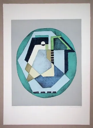 Litografía Radice - Compositione astratta verde