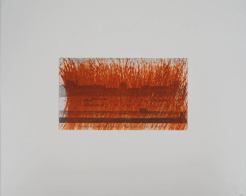 Grabado Rainer - Paris, Louvre et Jardin des Tuileries