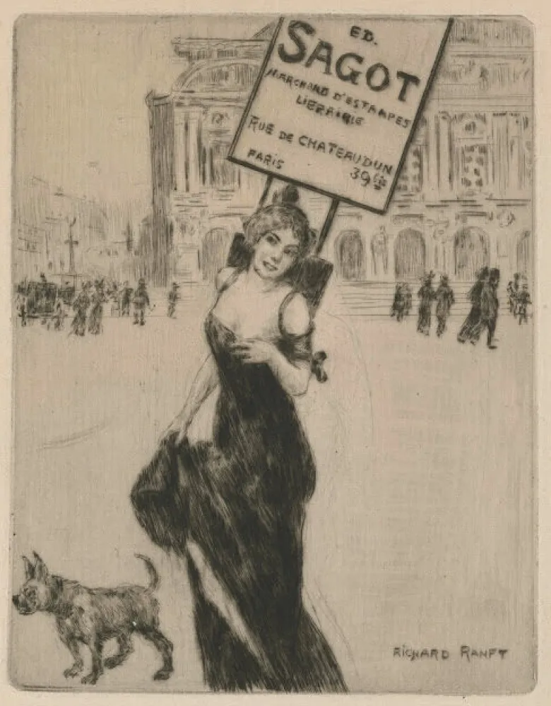 Grabado Ranft - Business card of print dealer Edmond Sagot