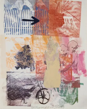 Litografía Rauschenberg - Untitled (Arrow)