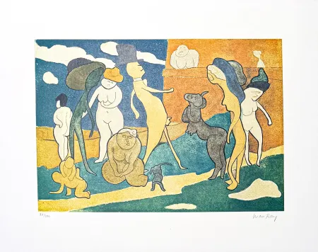 Litografía Ray - Man Ray (1890–1976) - Premier Promenade - color lithograph on paper - 1960