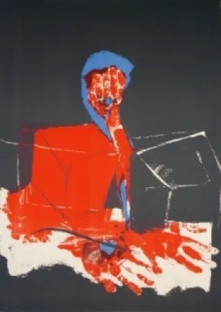 Litografía Rebeyrolle - Le pianiste