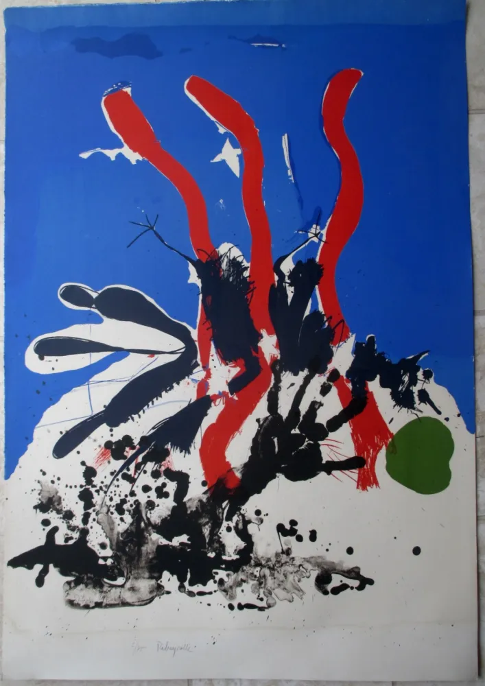 Litografía Rebeyrolle - Mort d'un adversaire