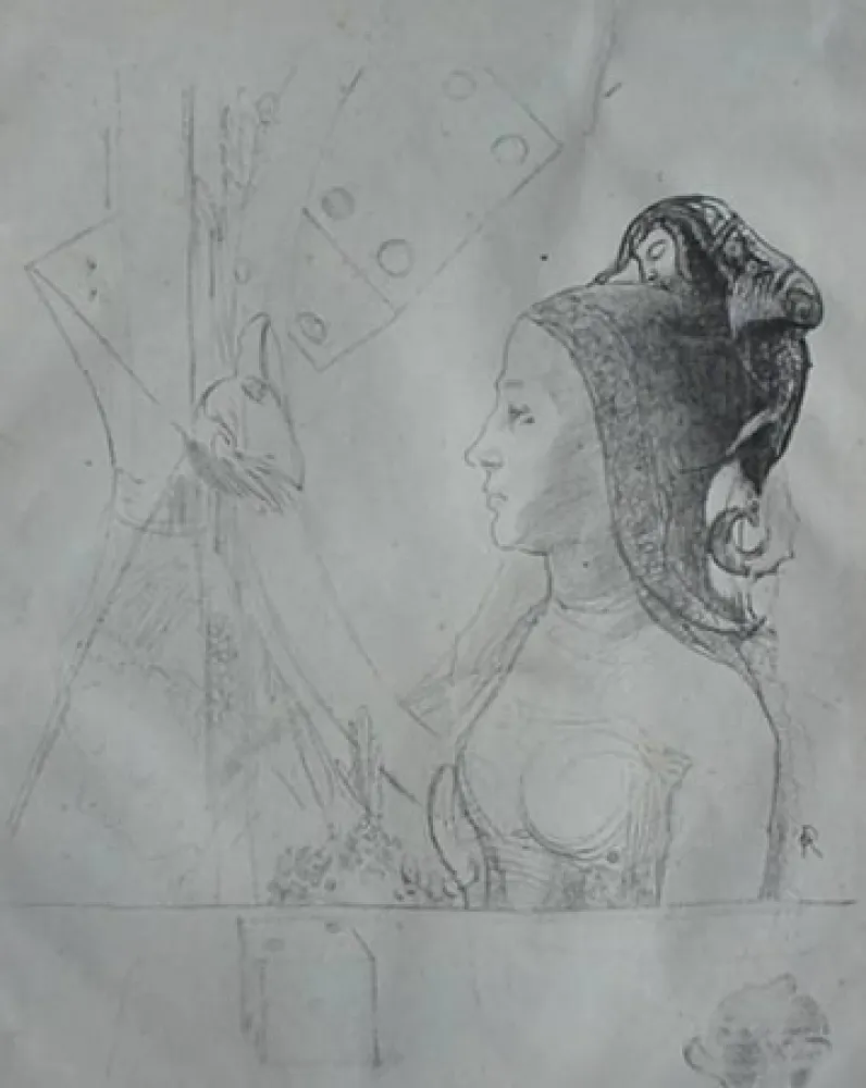 Litografía Redon - Planche d'essai 